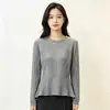 Nuevo top de punto para mujer, ajuste slim, manga larga, cuello redondo, entallado en la cintura, para otoño e invierno, jersey de capa base, prendas de punto para mujer