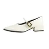 Zapatos de Verano para Mujer de Punta Fina, Versátiles y Hermosos, Estilo Francés, Color Blanco Crudo, para Oficina, Comercio Exterior Transfronterizo, Europeos y Americanos