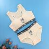 Conjunto de ropa interior de algodón para niñas, de moda y de moda, con bonitos tesoros de esquí, ideal para el desarrollo de estudiantes de secundaria, con almohadilla de esponja para el pecho.