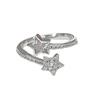 Anillo Abierto de Zirconia Microincrustada de Diamante Completo con Giro de Industria Pesada Transfronterizo para Mujer, Moda de Lujo Ligero, Temperamento de Alta Gama, Accesorios Nicho