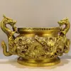 Quemador de Incienso de Latón con Nueve Dragones, Tamaño Grande para Uso Doméstico, Quemador de Incienso para Sala de Estar, Salón Budista de Estilo Chino para Interiores, Salón Ancestral, Cuenco del Tesoro Doble Dragón