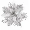 Novo Produto Flor de Natal com Pó Dourado 14cm Decoração de Natal Flor Flor Artificial Acessórios para Guirlanda de Natal Decoração de Árvore de Natal