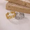 Diseño Nicho Japonés y Coreano, Anillo Sencillo de Flor de Margarita, Líneas Geométricas Metálicas, Anillo Calado de Calidad del Aire