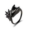 Esmalte europeo y americano resalta dragón negro montando apertura anillo ajustable personalidad tendencia joyería para hombres y mujeres venta al por mayor