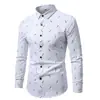 Comércio Exterior Transfronteiriço 2026 Primavera e Outono Masculino Casual Estampa de Penas Camisa de Manga Longa Amazon Aliexpress