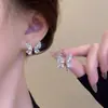 Brincos de Laço Prata com Diamantes Completos Novo Estilo Quente 2025 Luxo Acessível Brincos de Alta Qualidade Brincos Únicos Elegantes Versáteis
