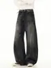 Jeans Anchos Teñidos Sucios Desgastados Estilo Retro Americano Oreeta para Hombres y Mujeres Diseño de Nicho Marca de Moda Pantalones de Calle