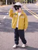 Q079 Chaqueta con Cremallera y Solapa para Niños para Primavera y Otoño, Chaqueta Holgada con Estampado de Letras Estilo Urbano, Moderna y Genial