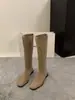 Botas altas de tacón grueso con punta de ante, ajustadas, para mujer, zapatos 2026, nuevas botas altas de estilo coreano para otoño e invierno, botas de montar a media pantorrilla