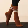 Calcetines de Yoga con Punta Redonda de Media Pantorrilla para Mujer Degradado Versátil Cálidos Antideslizantes Absorbentes de Sudor para Deportes Fitness Pilates Dropshipping
