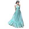 Mint Mambo Lindo Vestido de Praia com Alças Vestido Longo Feminino Férias de Verão com Bojo Elegante Vestido de Fada de Alta Qualidade