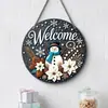 Adornos Navideños Creativos Transfronterizos Artesanías de Madera Cartel Redondo para Puerta Serie Colgante de Madera 20Cmos Colgante