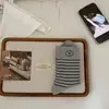 Meias de cano médio listradas com bordado de cachorrinho estilo Ins para mulheres Meias de algodão simples japonesas Versáteis para estudantes Meias longas folgadas