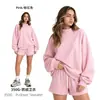 Ropa de Mujer Cai Xiang Dao Superventas Transfronterizo Sudadera Estilo Americano Ins de 350g con Forro Polar y Cuello Semi Alto Color Dopamina