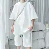 Camiseta de Manga Corta de Lujo con Gofres de Letras para Hombre, Verano, Marca de Moda, Holgada, Talla Grande, Oversize, Conjunto de Manga Media