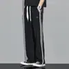 Nuevos pantalones de verano para hombre, estilo americano moderno, finos pantalones casuales de rayas rectas, holgados de pierna ancha, deportivos tipo sudadera con caída