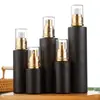 Frasco de Loção de Vidro Preto Frasco Spray Essência Frasco de Vidro para Evitar Engarrafamento Cosmético Conjunto Portátil de Viagem