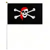 Bandera de mano transfronteriza de Halloween bandera pirata de una pieza bandera de calavera pañuelo rojo corazón cruzado bandera pequeña con asta de plástico