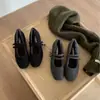 Nuevos Zapatos de Invierno 2025 Estilo Coreano Retro Mary Jane de Doble Botón de Lana con Tacón Bajo Forrados de Borrego Cálidos de Piel Poco Profunda para Mujer