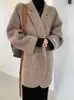 Casaco de lã dupla face para mulheres petite, novo casaco de lã estilo terno pequeno coreano outono/inverno, estilo casual espinha de peixe grosso