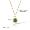 Colar Pingente Pedra Natural Estilo Vintage Old Money Transfronteiriço, Colar Longo de Aço Inoxidável Dourado 18K Fashion e de Alta Qualidade para Mulheres