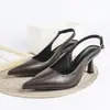 Zapatos de Tacón Alto Stiletto de Punta Abierta y Punta Cerrada para Mujer, Nuevas Tendencias, Comercio Transfronterizo Europeo y Americano, Color Marrón