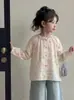 Camisa Floral Tongsen Tongma para Niñas Primavera 2026 Nueva Camisa de Primavera para Niños Elegante Top Holgado para Niñas