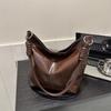 Otoño e invierno Nuevo estilo perezoso bolso de axila color liso bolso de hombro simple gran capacidad bolso tote portátil bolso de mensajero retro