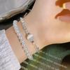 Pulsera de Perlas Retro Estilo Coreano ins Nicho de Alta Gama Pulsera de Plata Rota Cuerda de Mano para Pareja Linda Joyería de Mano de Lujo Ligero