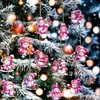 12 Adornos de Muñeco de Nieve de Madera Rosa Temporada Festiva Decoración Colgante Colgante de Navidad Estilo Clásico Colgante Decorativo