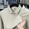 Camiseta de Manga Larga con Cuello de Solapa para Hombre de Alta Calidad, Casual de Negocios para Edad Media, Nuevo Estilo 2025, Ropa Versátil para Papá