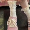 Calcetines Zhuji Encaje Calado Lazo de Encaje Jk Media Larga Lolita Mary Jane Verano Delgados