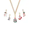 Nuevo Conjunto de Collar Colgante con Broche de Langosta de Aleación para Árbol de Navidad Caricatura Goteo de Aceite Bastón de Caramelo Colgante de Papá Noel