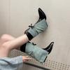 Botas Curtas Bico Fino para Mulheres 2026 Comércio Exterior Outono e Inverno Nova Moda Botas de Salto Alto Estilo Europeu e Americano Botas Curtas de Salto Grosso