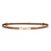 Cinturón fino brillante de cuero genuino de moda para vestidos, cinturón de mujer estilo coreano, cinturón versátil de verano sin poros ajustable
