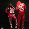 Europeo y Americano Transfronterizo Nuevo Estampado de Letras Casual Calle Retro Marca de Moda Suelto Pantalón Deportivo con Capucha para Hombre y Mujer Pareja