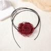 Collar con colgante de rosa roja vino tridimensional, hilado de tela, sencillo y romántico, de moda cálida francesa transfronteriza para el Día de San Valentín
