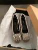 Populares zapatos elegantes para mujer con pedrería estilo francés, nuevos de otoño 2026, negros, de punta cuadrada, cómodos, para el trabajo