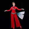Performance de vestuário Jiaozhou Yangge estilo chinês figurino de dança novo estilo tambores figurino de performance festiva feminino meia-idade e idosos leque