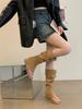 Sandalias de Tira en T Estilo Coreano para Mujer, Nuevas Sandalias Francesas de Nicho Verano 2026 con Tacón Oculto, Botas Vaqueras y Botas Largas de Tacón