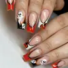 Halloween Comercio Exterior Venta Caliente Longitud Media Rojo Estilo Francés Fantasma Pequeño Calabaza Chica Picante Dulce Fresco Estilo Uñas Postizas Desmontables