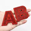 Suministro transfronterizo de parches bordados de letras y números en inglés color rojo brillante con adhesivo termofusible para decoración de ropa y sombreros