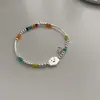 Bolsa de Expressão com Contas Redondas Arco-Íris Menina Dopamina Pulseira Urso Sorridente Simples Atmosférico Alta Qualidade Design de Nicho Amor