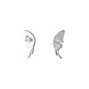 Brincos de borboleta assimétricos com zircônia microincrustada, brincos femininos minimalistas, leves, luxuosos, de alta qualidade, temperamento, nicho, personalidade