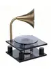 Fonógrafo Retro Minimalista Moderno de Ceniza y Cristal Modelo Decorativo de Disco de Vinilo para Escritorio Adorno de Interior de Habitación