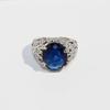 Anillo abierto de circonita esmeralda con incrustaciones de industria pesada de lujo ligero, anillo de zafiro hueco de hojas, joyería transfronteriza 225