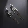 Clipe de Orelha Esqueleto Sereia Caveira Vintage Feminino Halloween Personalidade Punk Pendientes de Borla de Corrente Longa sem Furos na Orelha