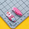 Horquilla para el pelo con forma de oso rojo y rosa de dibujos animados, para uso diario, con cuerda para sujetar el pelo, funda para teléfono, material artesanal, accesorios de resina, parche
