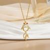 Popular Diseño Estilo Japonés y Coreano Serie Inteligente Colgante de Zirconia Collar de Acero de Titanio Cadena para Clavícula de Mujer Recubrimiento Galvánico de Oro Real No se Desvanece