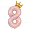 Nuevos globos de foil transfronterizos de 40 pulgadas grandes con corona azul cielo y rosa para fiestas de cumpleaños infantiles